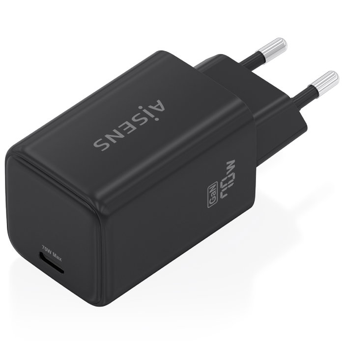 Aisens Cargador de Pared GaN 70W USB-C ASCH-70W1P089-BK Negro